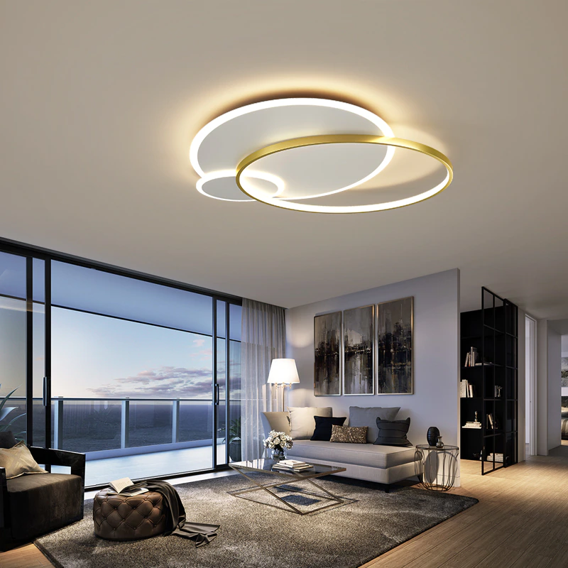 Halo Shop -Halo Shop Round Modern LED Chandelier for living room bedroom study kitchen Dimming Home Acrylic Ceiling Chandelier lighting