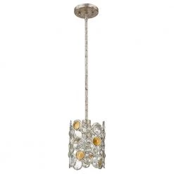 Vitozzi 1-Light Antique Silver Leaf Pendant by Trend Lighting