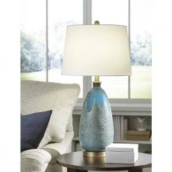 Trend Home 30.25 in. Teal Glass Table Lamp by Trend Lighting -Halo Shop brass trend lighting table lamps tt80160 31 1000