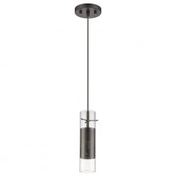 Scope 1-Light Brushed Nickel Pendant Double Glass and Mesh Shade by Trend Lighting