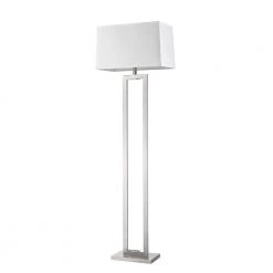 Riley 60.5 in. 1-Light Brushed Nickel Floor Lamp With Off-White Shantung Shade by Trend Lighting
