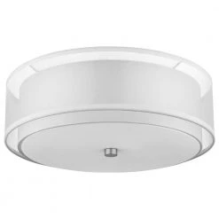Brella 16 in. Brushed Nickel Semi-Flushmount with Sheer Snow Shantung Two Tier Shade by Trend Lighting