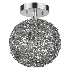 Snow 8 in. Brushed Nickel Semi-Flushmount with Hand Woven Aluminum Strand Shade by Trend Lighting