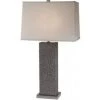 Merge 29.75 in, 1-Light Brushed Nickel And Pewter Table Lamp With Homespun Linen Shade by Trend Lighting