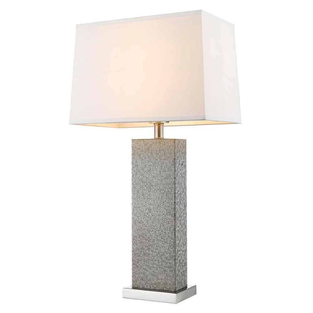 Merge 29.75 in, 1-Light Brushed Nickel And Pewter Table Lamp With Homespun Linen Shade by Trend Lighting 4 Merge 29.75 in, 1-Light Brushed Nickel And Pewter Table Lamp With Homespun Linen Shade by Trend Lighting - Image 2