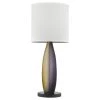 Elixer 30 in. 1-Light Plum/Gold Frosted Glass And Ebony Lacquer Table Lamp With Lattice Cream Linen Shade by Trend Lighting