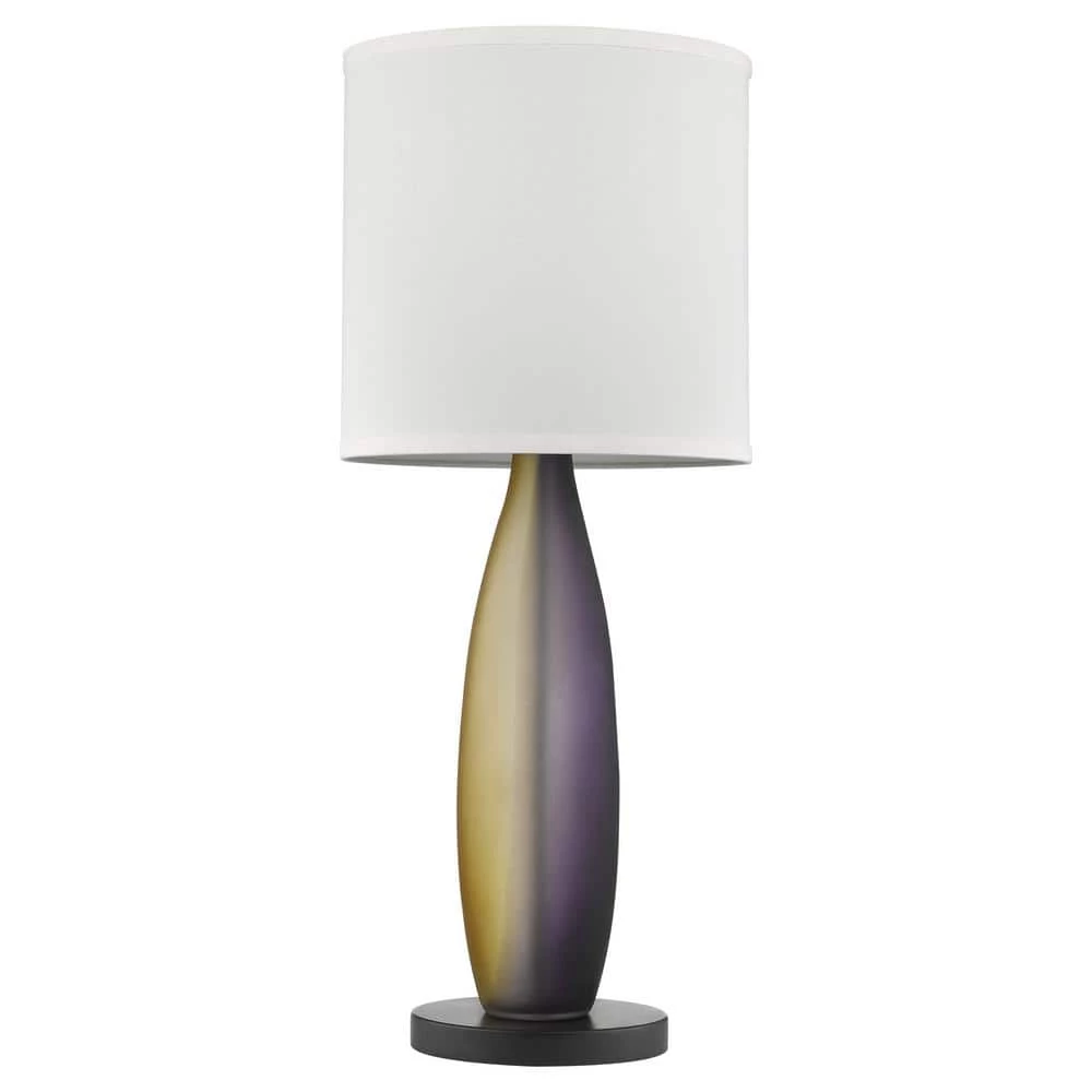 Elixer 30 in. 1-Light Plum/Gold Frosted Glass And Ebony Lacquer Table Lamp With Lattice Cream Linen Shade by Trend Lighting 3 Elixer 30 in. 1-Light Plum/Gold Frosted Glass And Ebony Lacquer Table Lamp With Lattice Cream Linen Shade by Trend Lighting