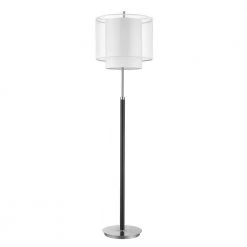 Roosevelt 62 in.1-Light Espresso And Brushed Nickel Floor Lamp With Sheer Snow Shantung Two Tier Shade by Trend Lighting