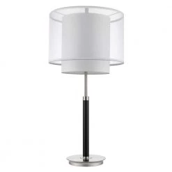 Roosevelt 31.25 in. 1-Light Espresso And Brushed Nickel Table Lamp With Sheer Snow Shantung Two Tier Shade by Trend Lighting