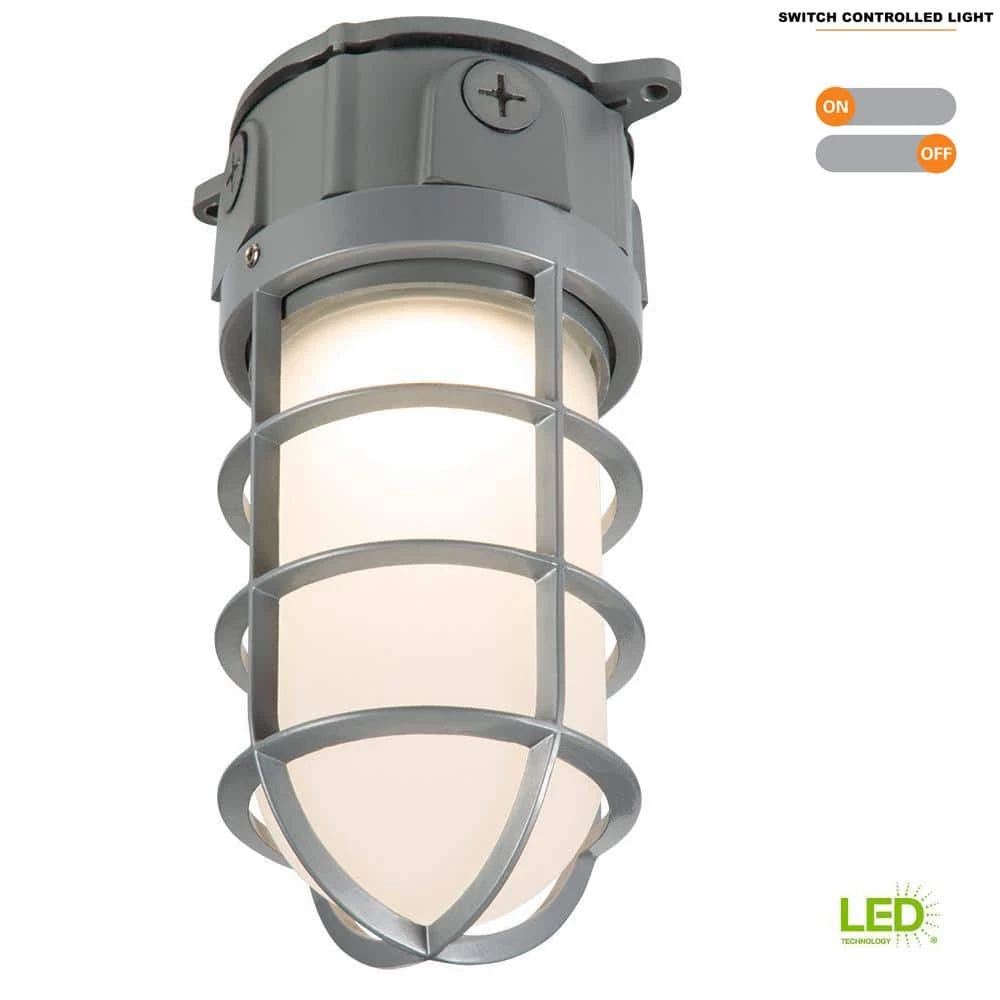 Gray Outdoor Integrated LED Vapor Tight Wall or Ceiling Mount Flood Light by Halo 11 Gray Outdoor Integrated LED Vapor Tight Wall or Ceiling Mount Flood Light by Halo - Image 9