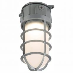Gray Outdoor Integrated LED Vapor Tight Wall or Ceiling Mount Flood Light by Halo