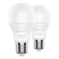 60W Equivalent A19 Dimmable Adjustable CCT (2700K-5000K) Smart Wireless LED Light Bulb in White (2-Pack) by Halo