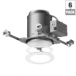E26 Series 6 in. White Recessed Lighting Housing for New Construction Ceiling and Tapered Baffle Trim Kit (6-Pack) by Halo -Halo Shop halo recessed lighting housings e7icat6100wb6pk 40 1000