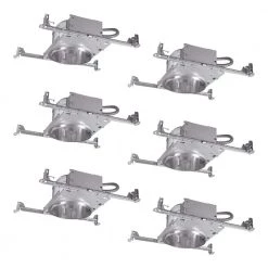 6 in. Aluminum Recessed Lighting Housing for New Construction Shallow Ceiling, Insulation Contact, Air-Tite (6-Pack) by Halo