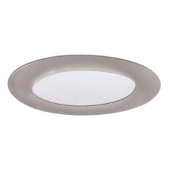 6 in. Satin Nickel Recessed Ceiling Light Shower Trim with Albalite Glass Lens by Halo