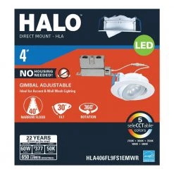 HLA 4 in. Color Selectable (2700K-5000K) Canless Recessed Narrow Beam Adjustable Gimbal Trim Integrated LED Kit by Halo 15 HLA 4 in. Color Selectable (2700K-5000K) Canless Recessed Narrow Beam Adjustable Gimbal Trim Integrated LED Kit by Halo -Halo Shop halo recessed lighting trims hla406fl9fs1emwr 44 1000
