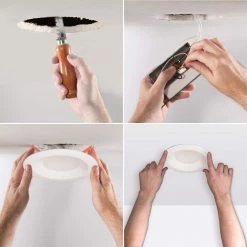 LT6 Series 6 in. Selectable CCT (3000K-5000K) Canless Integrated LED White Recessed Light Trim, Direct Mount, Dimmable by Halo 9 LT6 Series 6 in. Selectable CCT (3000K-5000K) Canless Integrated LED White Recessed Light Trim, Direct Mount, Dimmable by Halo -Halo Shop halo recessed lighting trims lt6089fs351ewhdmr 1d 1000