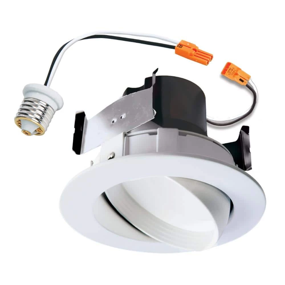 RA 4 in. White Integrated LED Recessed Light Adjustable Gimbal Retrofit Trim with Selectable CCT (2700K-5000K) by Halo 3 RA 4 in. White Integrated LED Recessed Light Adjustable Gimbal Retrofit Trim with Selectable CCT (2700K-5000K) by Halo