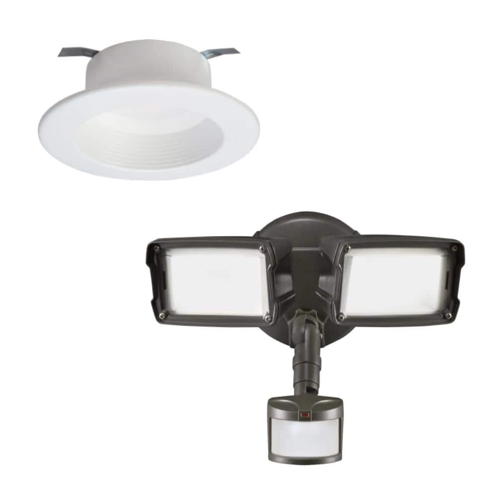 RL 4 in. Selectable CCT Integrated LED Recessed Trim and Bronze Motion Activated Twin-Head Integrated LED Flood Light by Halo 3 RL 4 in. Selectable CCT Integrated LED Recessed Trim and Bronze Motion Activated Twin-Head Integrated LED Flood Light by Halo