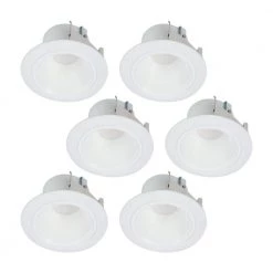 4 in. White Integrated LED Recessed Ceiling Light Retrofit Trim at 3000K Soft White Low Glare Deep Baffle (6-Pack) by Halo