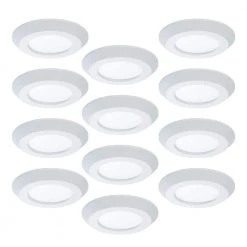 4 in. 2700K-5000K Selectable CCT Surface Integrated LED Downlight White Recessed Light with Round Trim, (12-Pack) by Halo