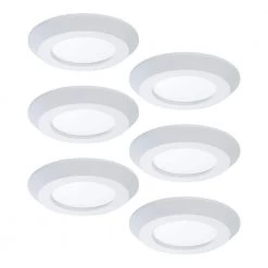 4 in. 2700K-5000K Selectable CCT Surface Integrated LED Downlight White Recessed Light with Round Trim, (6-Pack) by Halo