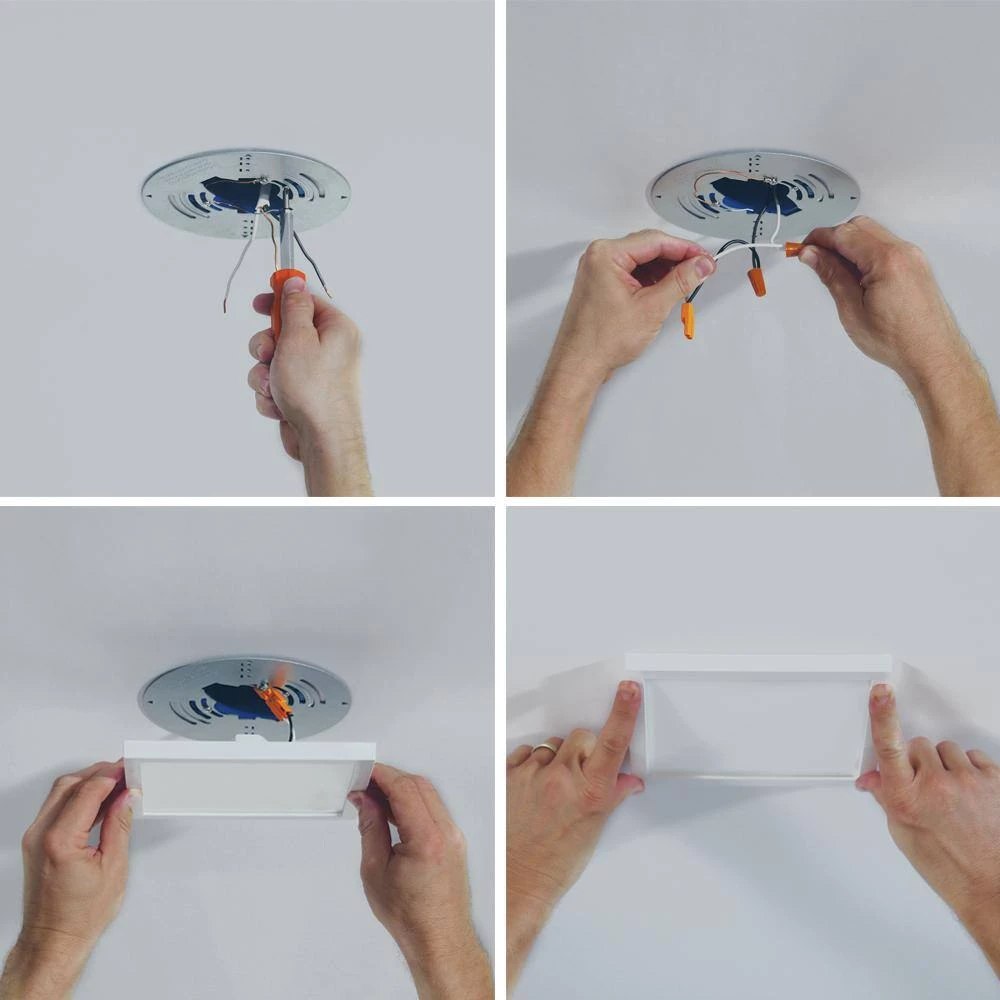 SMD 5 in. and 6 in. 4000K Cool White Integrated LED Recessed Square Surface Mount Ceiling Light Trim at 90 CRI by Halo 4 SMD 5 in. and 6 in. 4000K Cool White Integrated LED Recessed Square Surface Mount Ceiling Light Trim at 90 CRI by Halo - Image 2