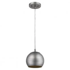 Latitude 1-Light Hand Painted Weathered Pewter Pendant With Gold Interior Shade (7") by Trend Lighting