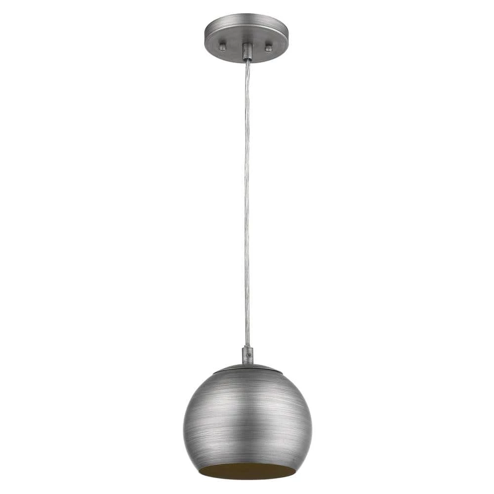 Latitude 1-Light Hand Painted Weathered Pewter Pendant With Gold Interior Shade (7") by Trend Lighting 3 Latitude 1-Light Hand Painted Weathered Pewter Pendant With Gold Interior Shade (7") by Trend Lighting