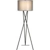 Trition 68 in. 1-Light Matte Black Tripod Floor Lamp With Smoke Gray Shantung Double Shade by Trend Lighting
