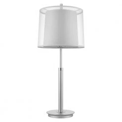 Nimbus 30.25 in. 1-Light Metallic Silver And Polished Chrome Table Lamp With Sheer Snow Double Shantung Shade by Trend Lighting