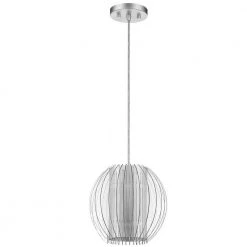 Phoenix 1-Light Metallic Silver Pendant With Acrylic And Steel Shade by Trend Lighting