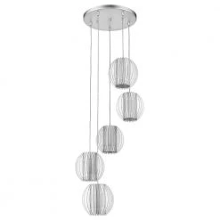 Phoenix 5-Light Metallic Silver Pendant With Acrylic And Steel Shades by Trend Lighting