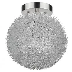 Celestial 8 in. Metallic Silver Semi-Flush mount with Hand Woven Aluminum Wire Shade by Trend Lighting
