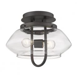 Garner 13 in. 2-Light Oil-Rubbed Bronze Semi-Flush Mount by Trend Lighting