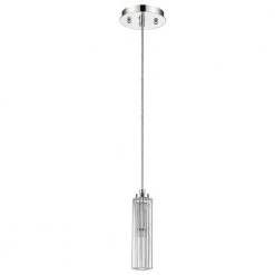 Solo 1-Light Polished Chrome Pendant With Multi-Faceted Round Crystal Shade by Trend Lighting