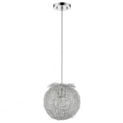 Distratto 1-Light Polished Chrome Pendant Enmeshed Aluminum Wire Shade (12") by Trend Lighting