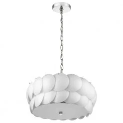 Selene 6-Light Polished Chrome Pendant With Overlapping Frosted White Glass Discs Shade by Trend Lighting