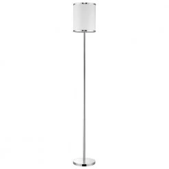 Lux II 65 in. 1-Light Polished Chrome Floor Lamp With Metal Trimmed Off-White Shantung Shade by Trend Lighting