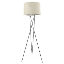 Trition 68 in. 1-Light Polished Chrome Tripod Floor Lamp With Latte Linen Shade by Trend Lighting