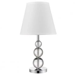 Palla 20 in. 1-Light Crystal And Polished Chrome Accent Table Lamp With White Linen Shade by Trend Lighting