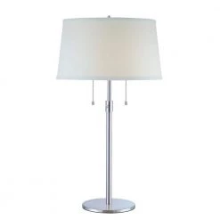 Urban Basic 31 in. 2-Light Polished Chrome Adjustable Table Lamp With Off-White Linen Shantung Shade by Trend Lighting