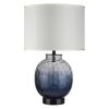 Panacea 27.5 in. 1-Light Lagoon Water Glass and Satin Black Table Lamp with Lattice Cream Linen Shade by Trend Lighting -Halo Shop satin black trend lighting table lamps tt6890 64 1000