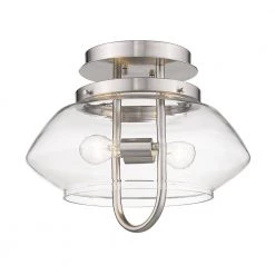 Garner 13 in. 2-Light Satin Nickel Semi-Flush Mount by Trend Lighting