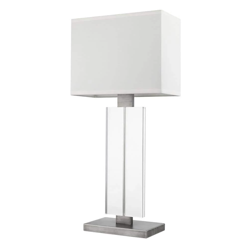 Shine 30.25 in. 1-Light Acrylic And Hand Painted Weathered Pewter Table Lamp With Off-White Shantung Shade by Trend Lighting 3 Shine 30.25 in. 1-Light Acrylic And Hand Painted Weathered Pewter Table Lamp With Off-White Shantung Shade by Trend Lighting