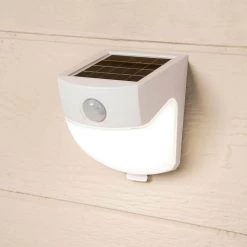 120-Degree White Motion Activated Sensor Outdoor Solar Powered Wedge Security Light by Halo -Halo Shop white halo flood lights msled300w 40 1000