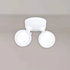 TGS 2500 Lumen Selectable White Outdoor Integrated LED Flood Light w/Round Twin Heads, 4000K by Halo 11 TGS 2500 Lumen Selectable White Outdoor Integrated LED Flood Light w/Round Twin Heads, 4000K by Halo -Halo Shop white halo flood lights tgs2s402frrw 1d 1000